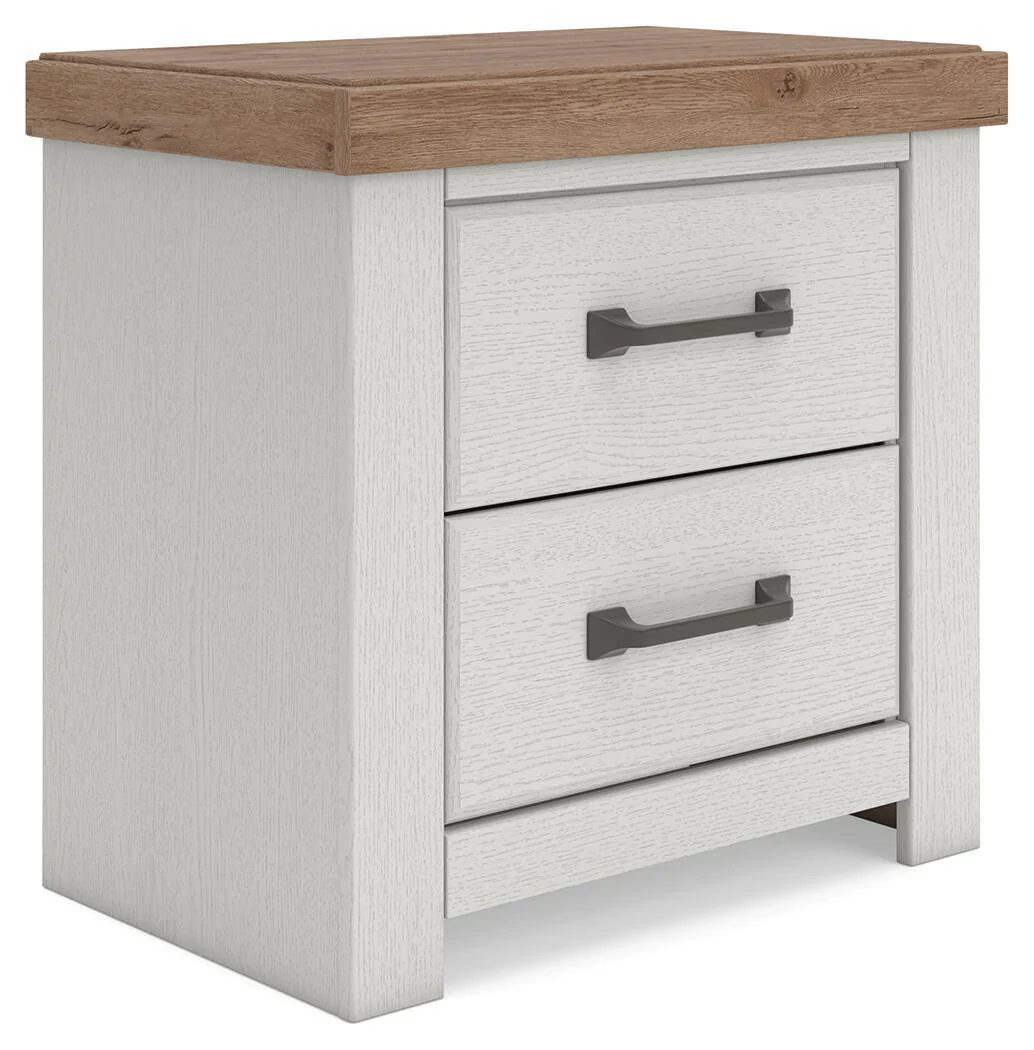 Savonport – Two Drawer Night Stand – White / Brown