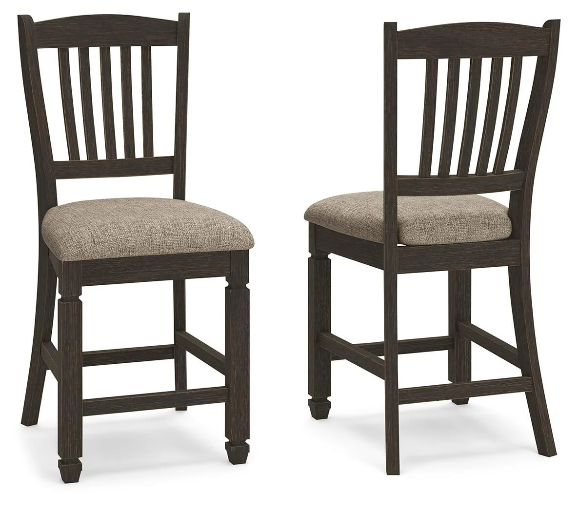 Tyler Creek - Upholstered Barstool (Set of 2) - Black / Grayish Brown - Image 1