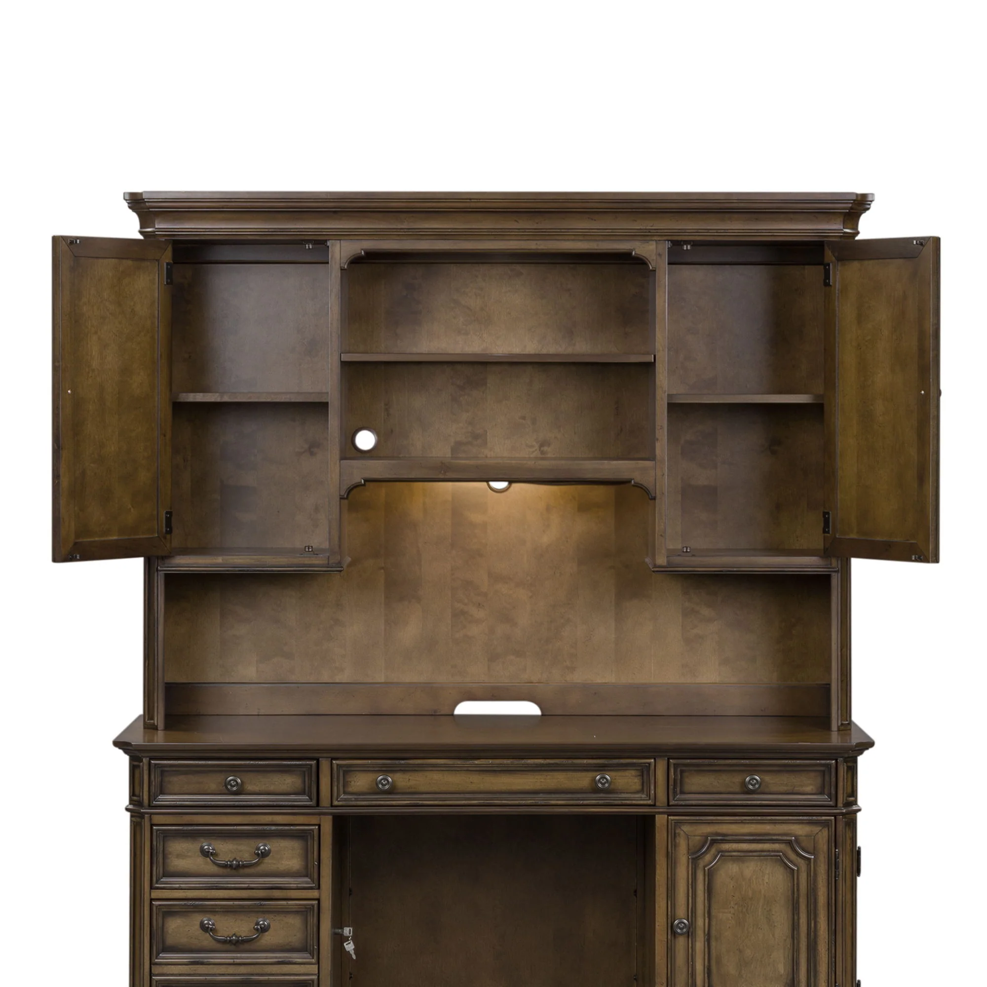 Amelia - Jr Executive Credenza Hutch - Antique Toffee - Image 3