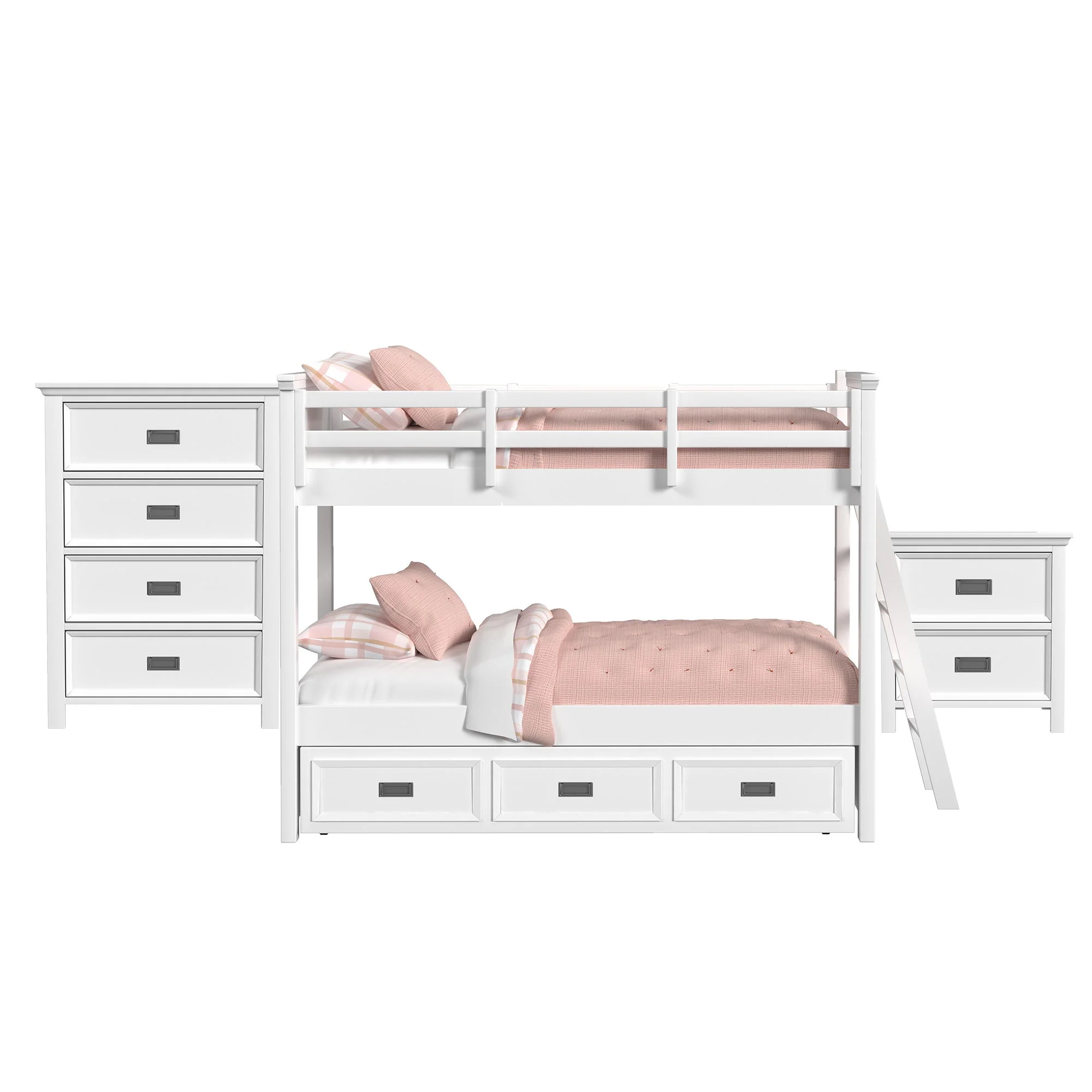 Hampton Kids – Bunk With Ladder And Trundle Bedroom Set