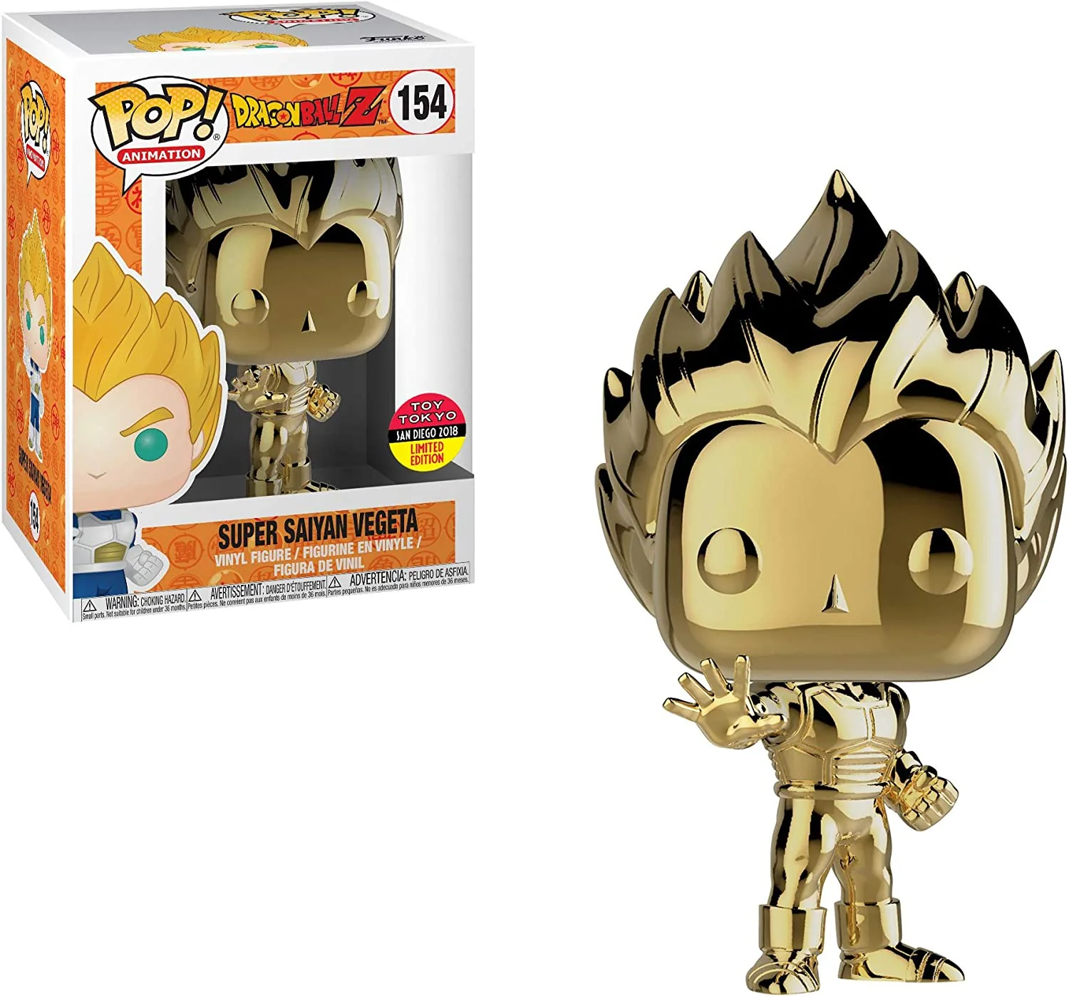 Funko Pop! Animation: Dragon Ball Z - Super Saiyan Vegeta Gold Chrome Tokyo SDCC Exclusive - Image 2