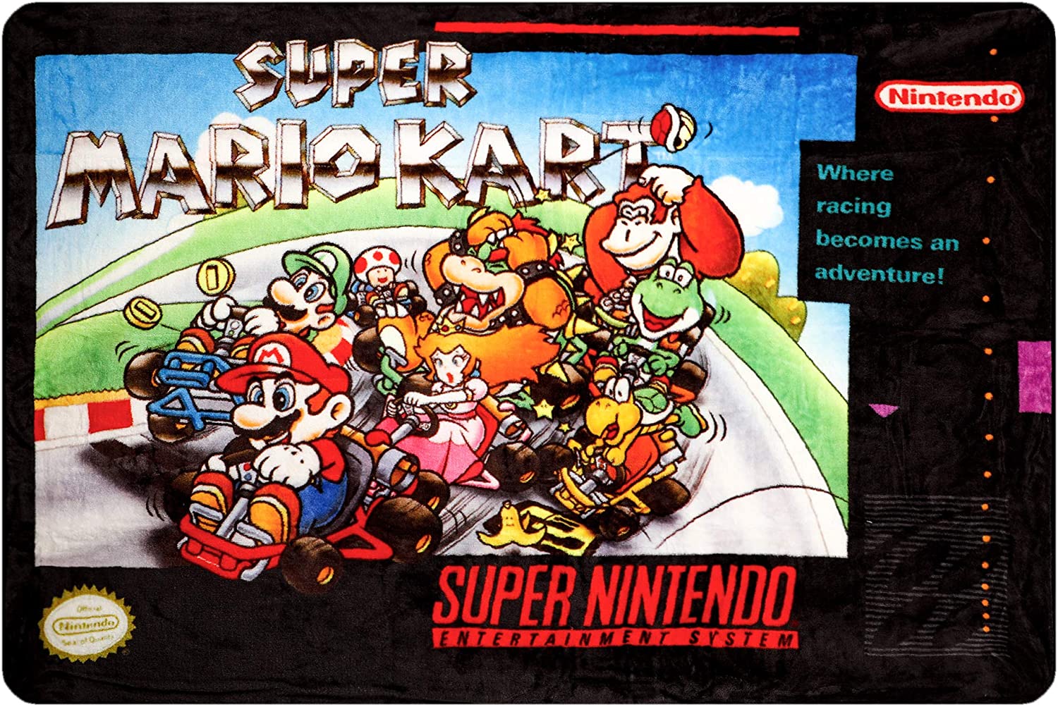 Nintendo Super Mario Kart Fleece Throw Blanket 45in By 60in - Image 1