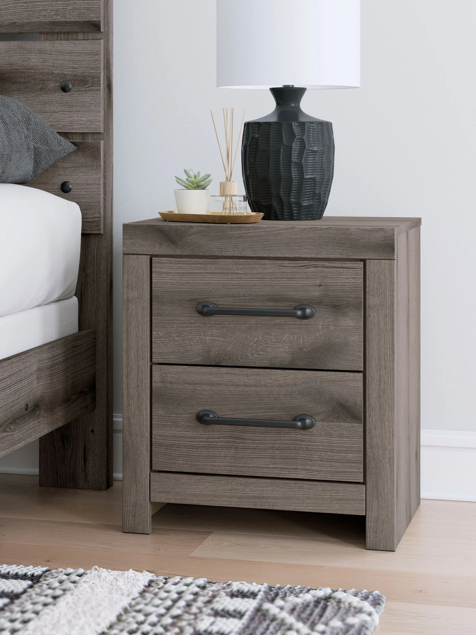 Graystorm - Two Drawer Night Stand - Brown Gray - Image 3