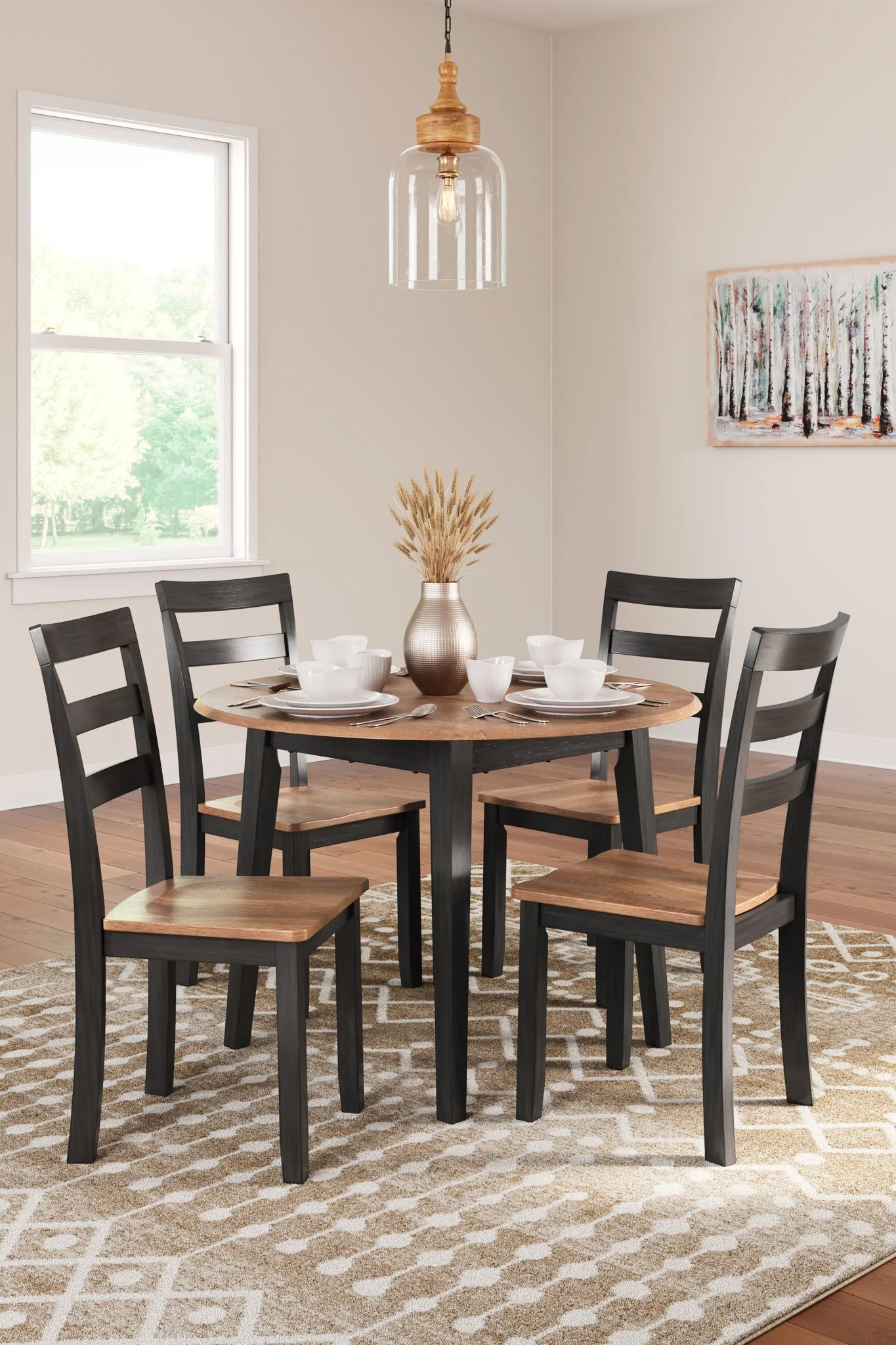 Gesthaven - Round Dining Room Drop Leaf Table Set - Image 1