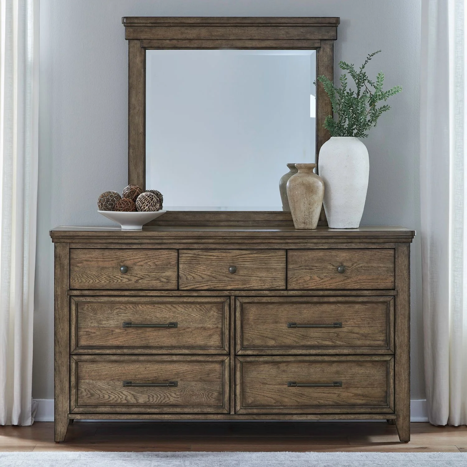 Carolina Park – Dresser & Mirror – Amber Brown