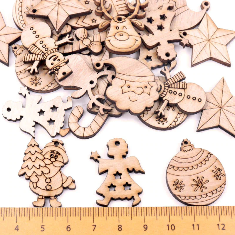 Wooden Winter Happy Christmas Ornaments - Image 2