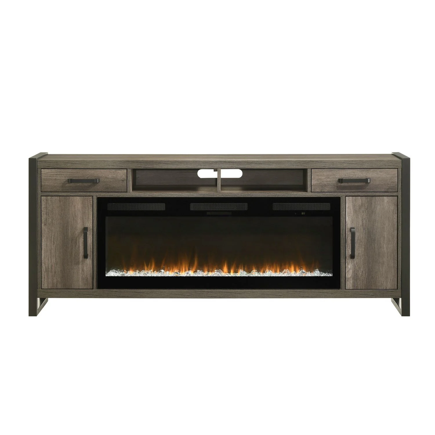 Fireplace TV Consoles - 686 78" Console With Fire FTS - Brown - Image 3