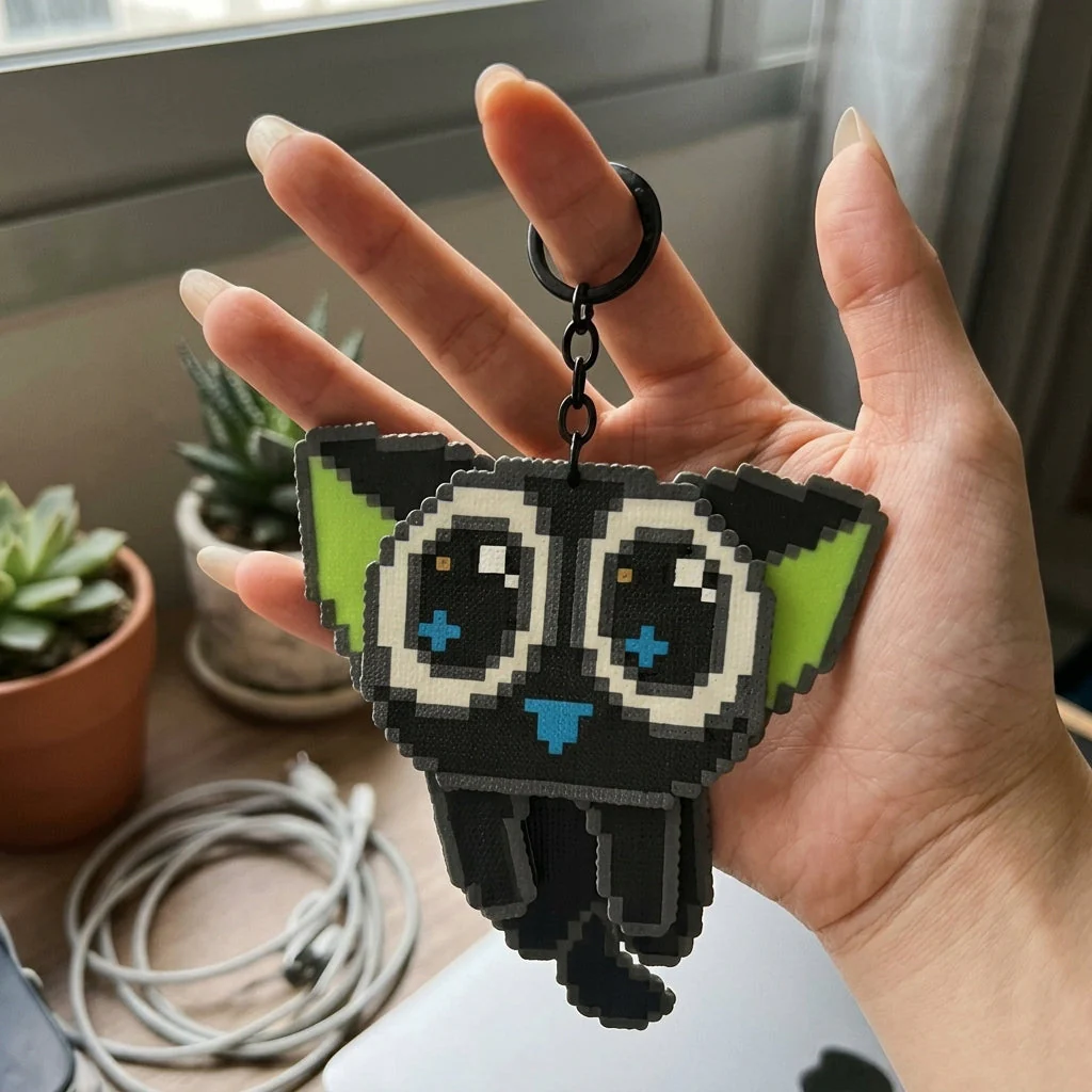 Pixel Art 3D Building Block Keychain - Image 2