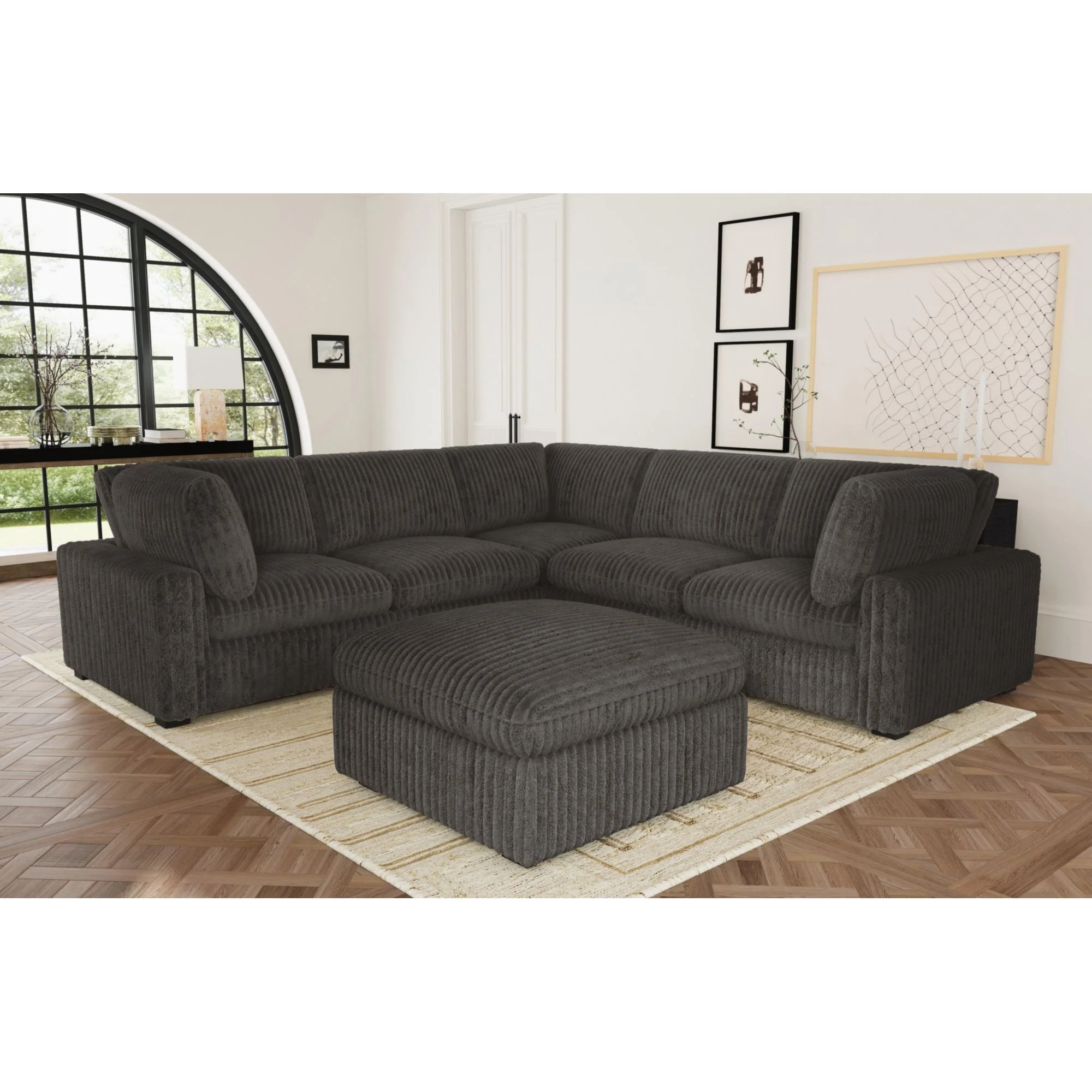 Esprit – Modular LHF Chair With 1 Arm Pillow – Grand Cord Charcoal