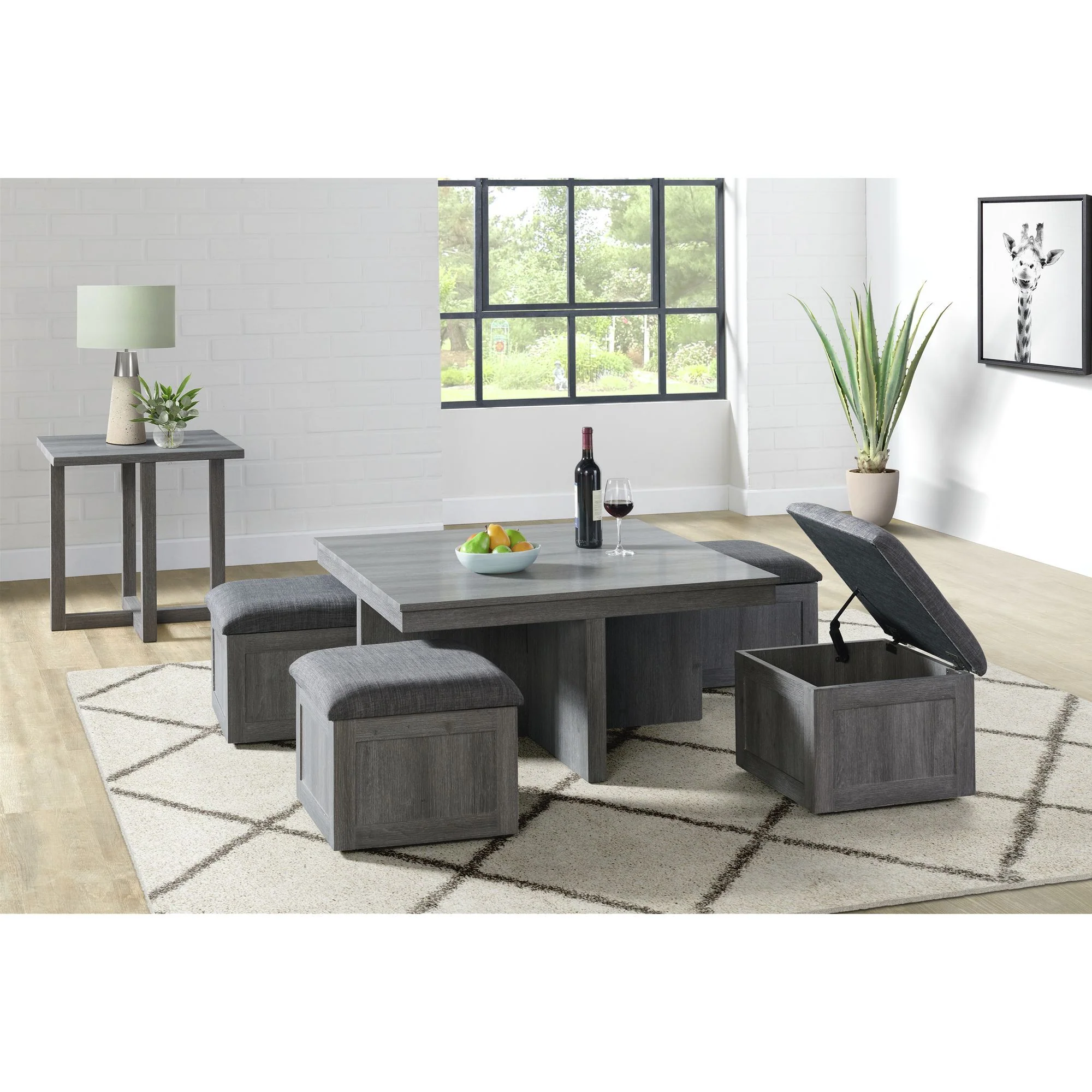 Uster – 2 Piece Occasional Set (Coffee Table And End Table) – Light Gray