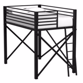 Talia - Full Loft Bed Fences, Long Rails, Long X Bar And Slats - Black - Image 1