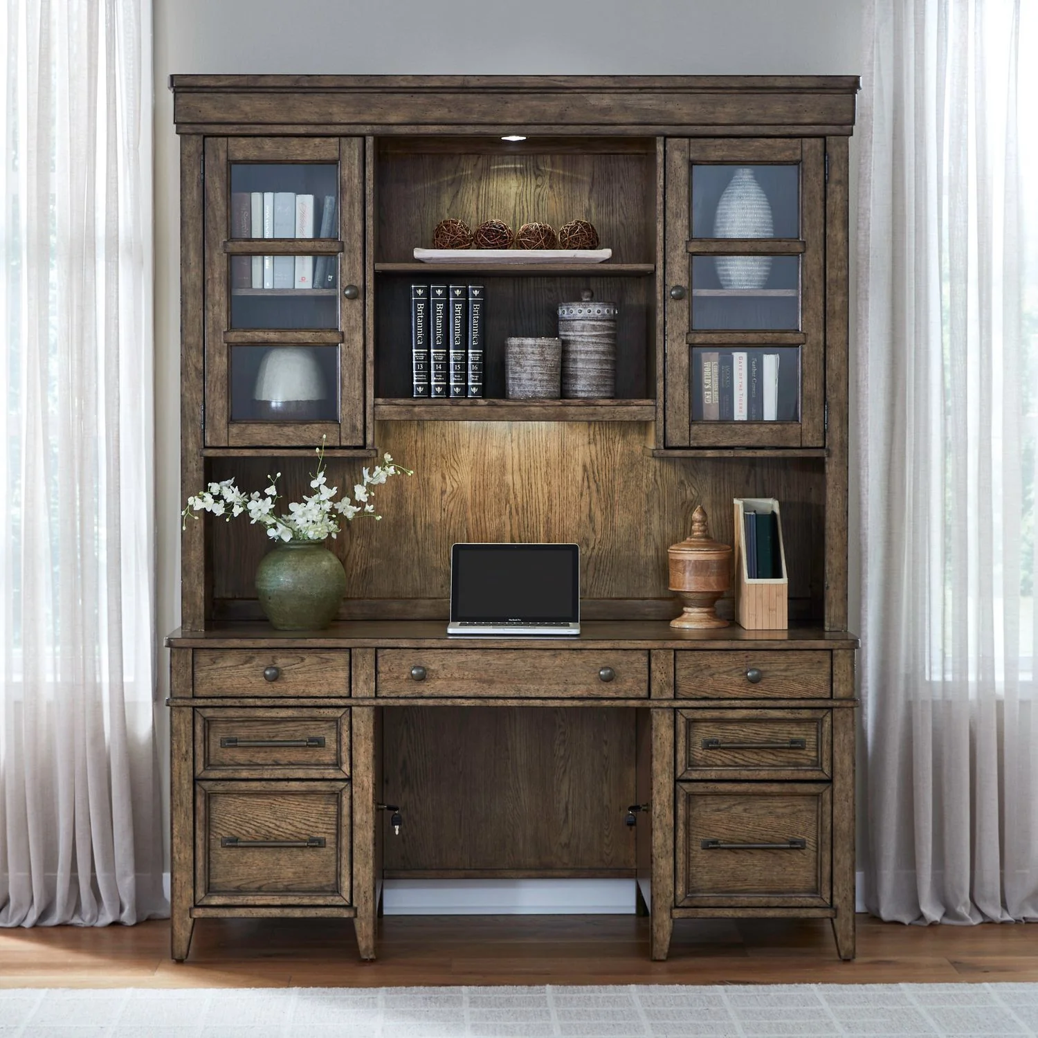 Carolina Park – Credenza & Hutch – Amber Brown