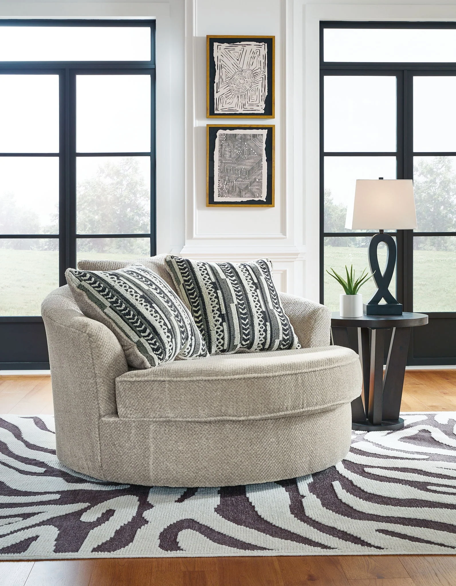 Calnita - Oversized Swivel Accent Chair - Sisal - Image 2
