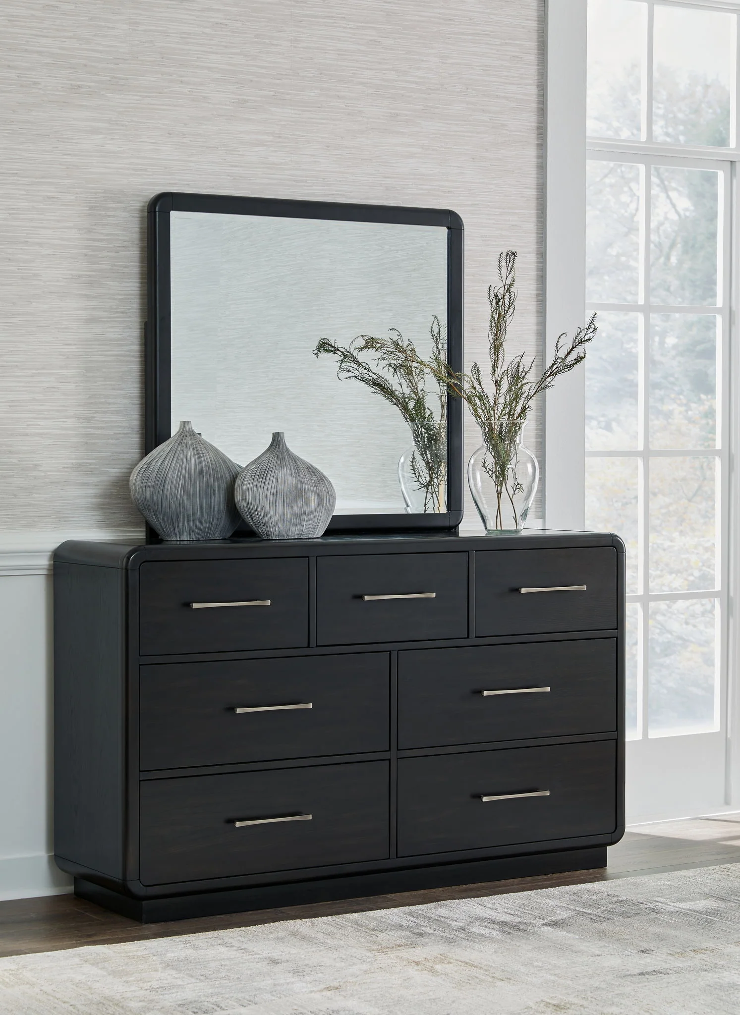 Rowanbeck - Dresser And Mirror - Black - Image 3