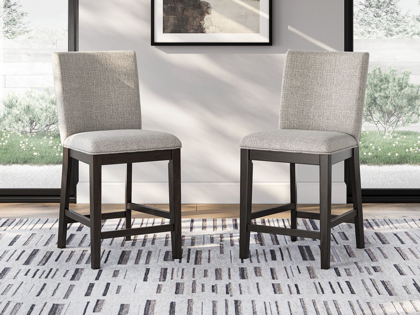 Neymorton - Upholstered Barstool (Set of 2) - Dark Grayish Brown - Image 3