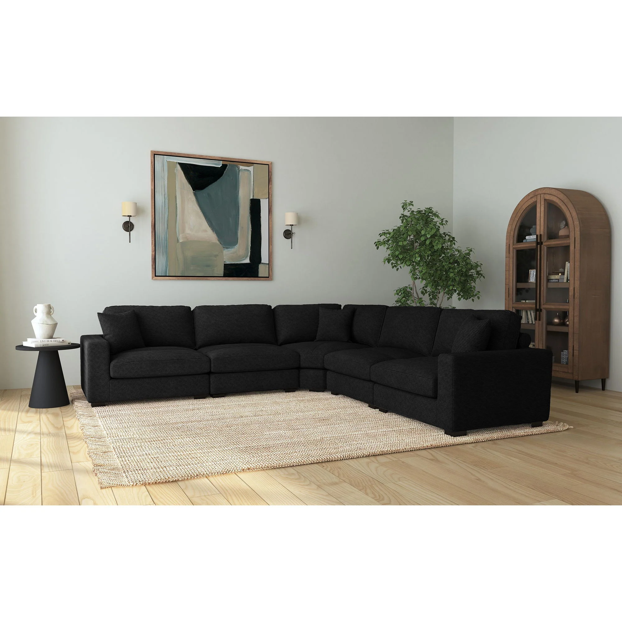 Arizona - Modular RHF Armchair With 1 Pillow 20" - Steno Black - Image 3