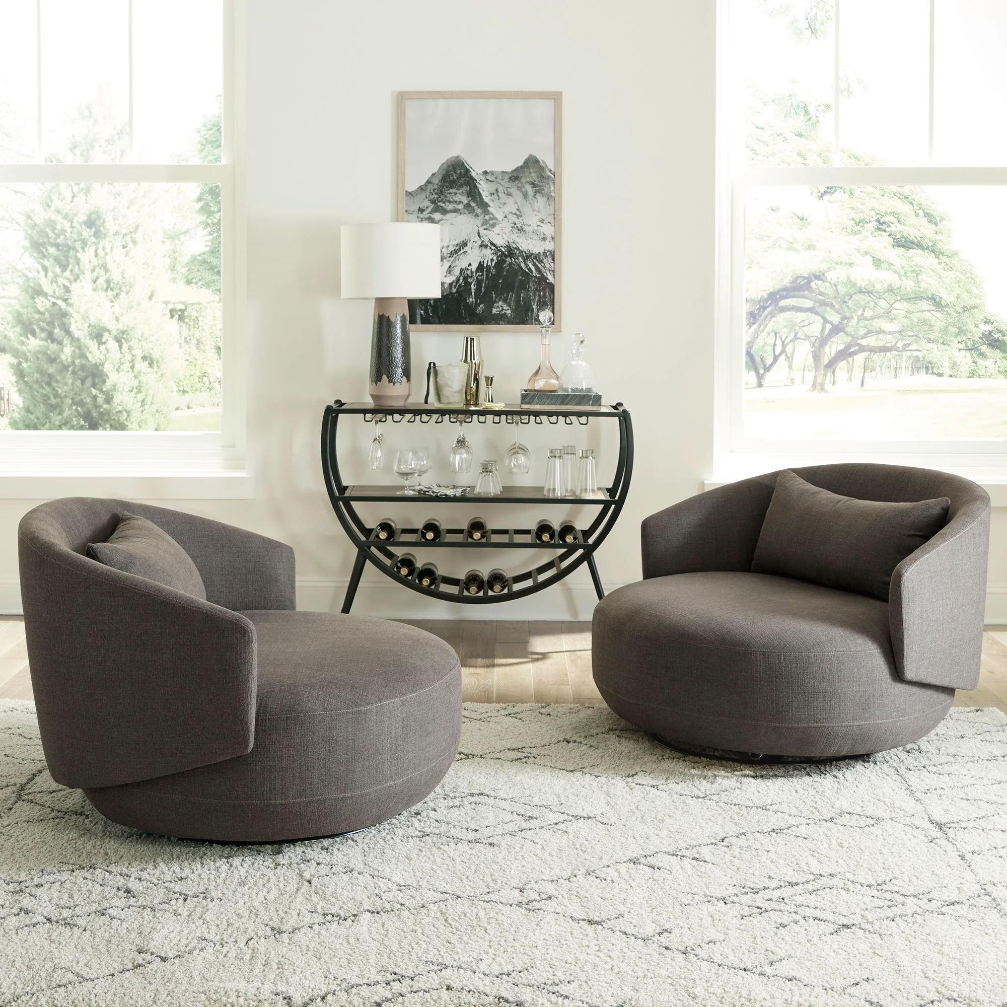 Haley - Upholstered Swivel Cuddler Chair - Image 3