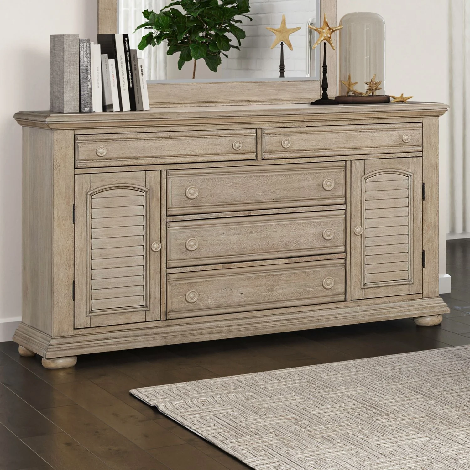 Summer House – 2 Door 5 Drawer Dresser – Sand Dune