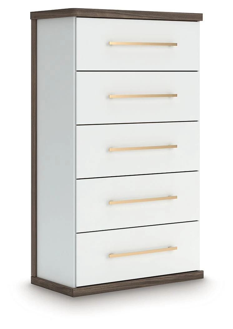 Kendanport – Five Drawer Chest – Brown / White