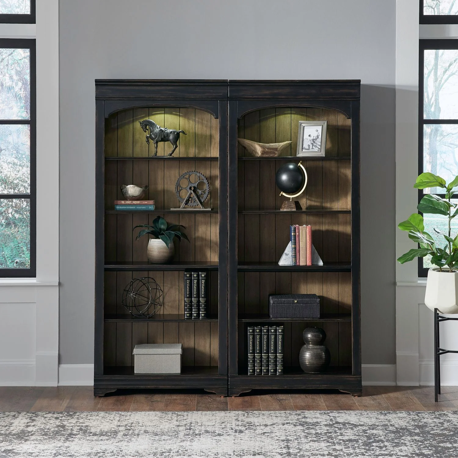 Meritage – Bunching Bookcase (Set of 2) – Aged Charcoal