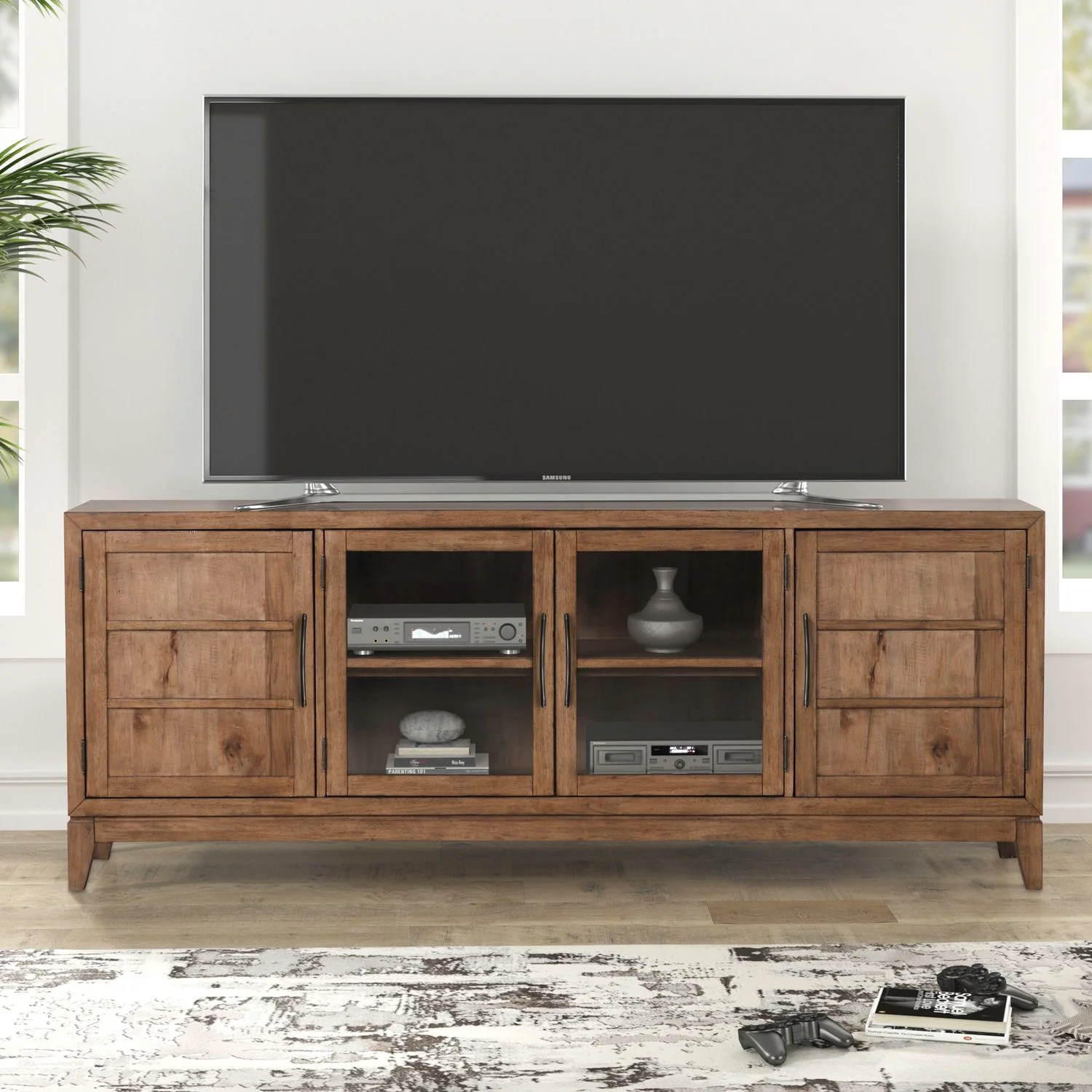 Shaker Lakes – 82″ TV Console – Harvest Brown
