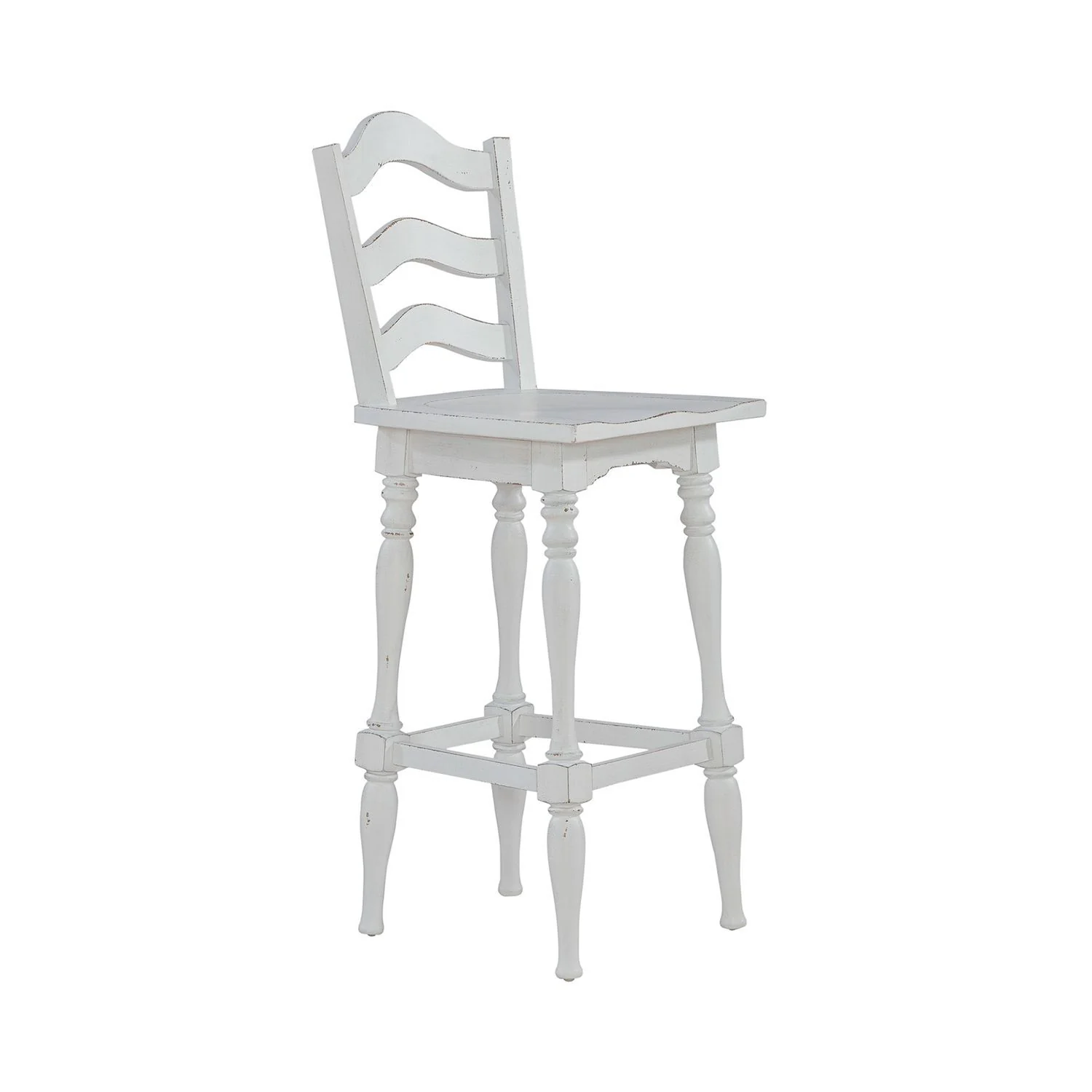 Magnolia Manor - Ladderback Swivel Bar Stool - Antique White - Image 3