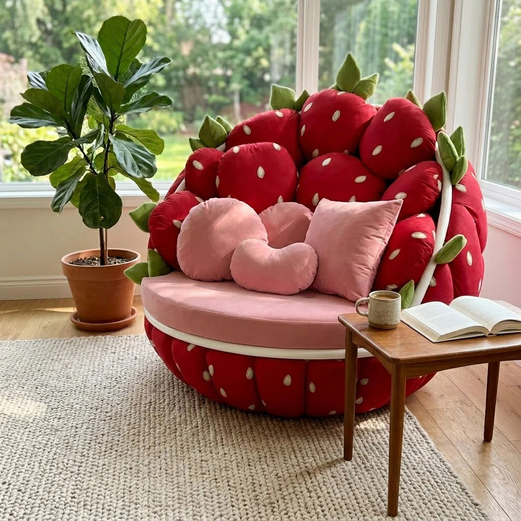 Strawberry Plush Lounge Sofa Chair - Image 1