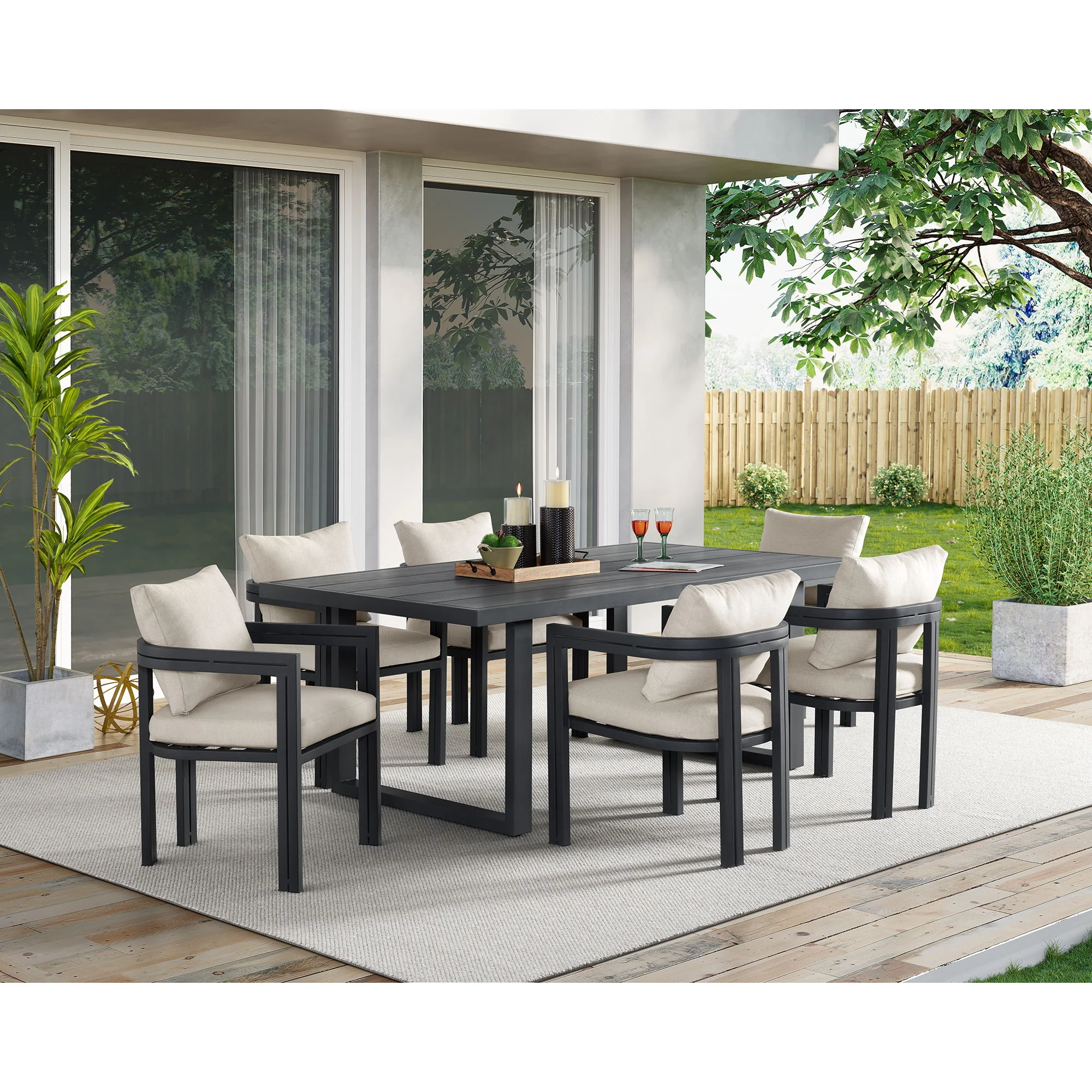 Playa - Dining Table - Dark Gray / Beige - Image 2