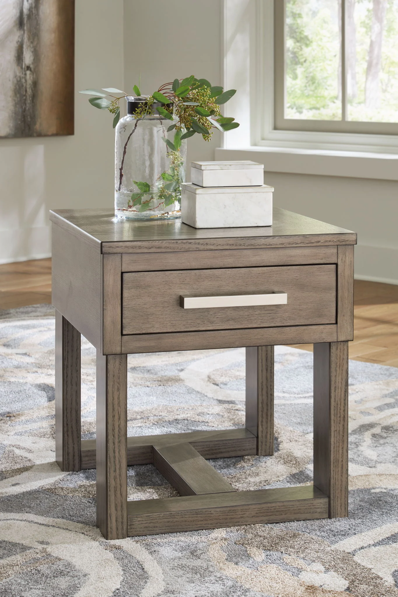 Loyaska - Rectangular End Table - Grayish Brown - Image 2