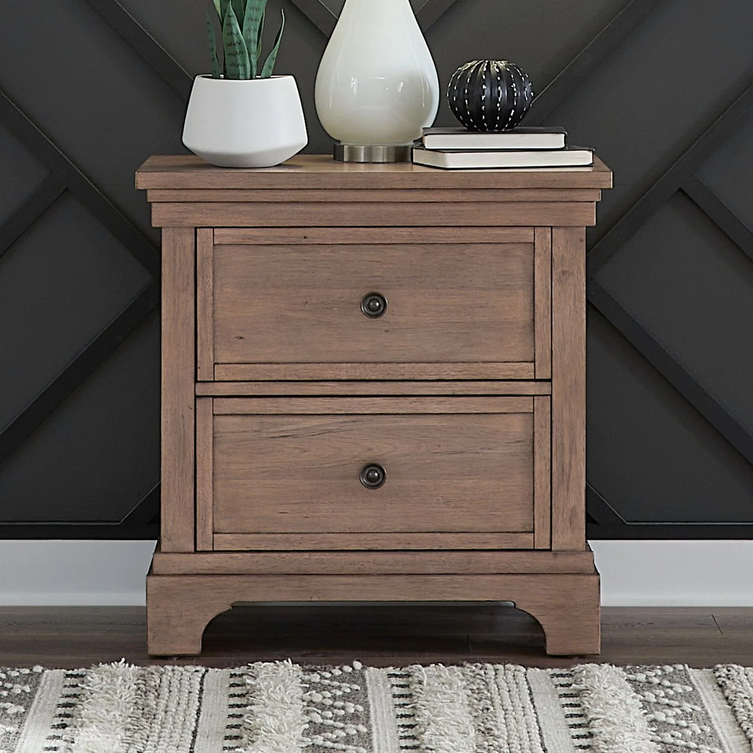 Haven Hills – Nightstand With Charging Station – Camel Beige