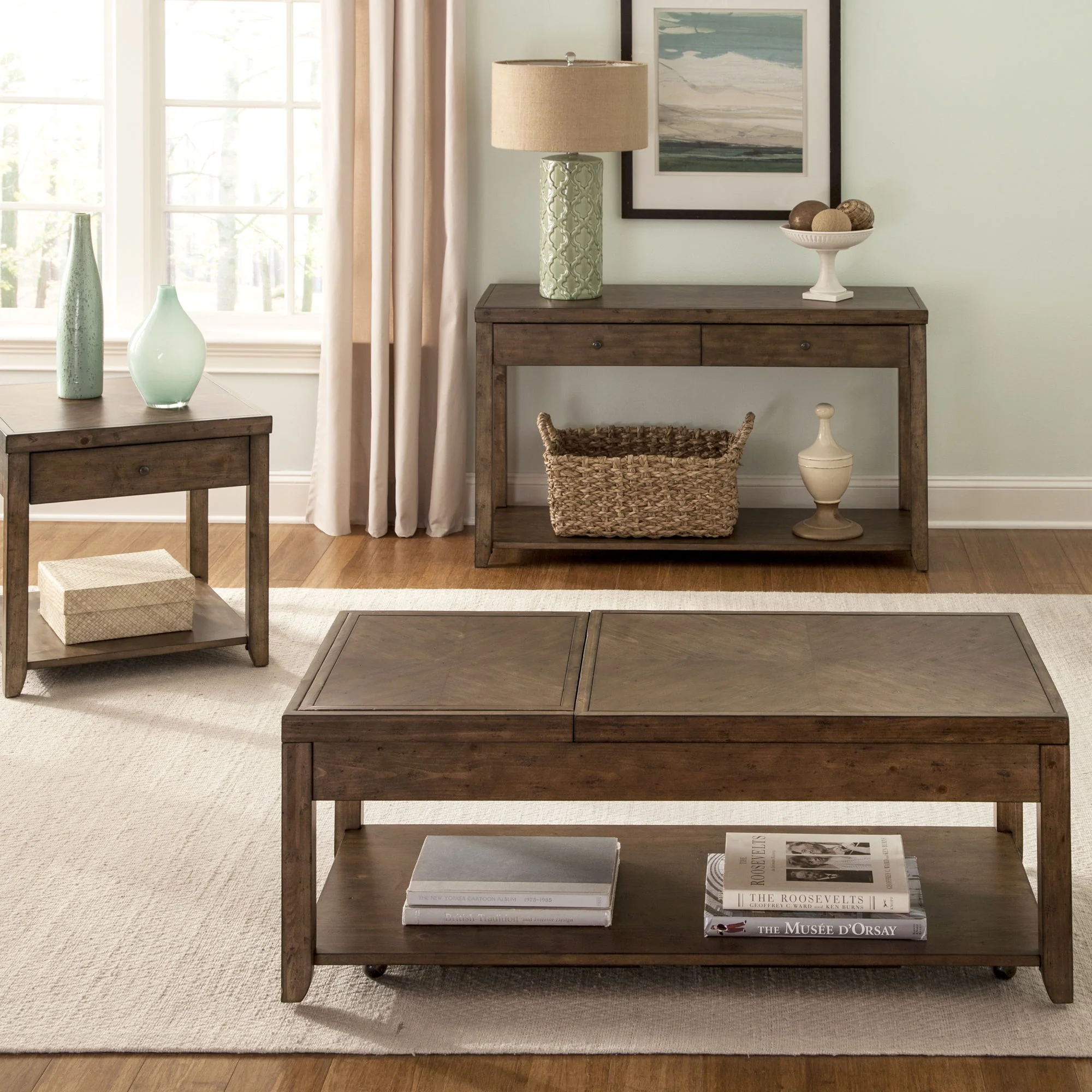 Mitchell - 3 Piece Table Set (1 Cocktail 2 End Tables) - Nutmeg - Image 1
