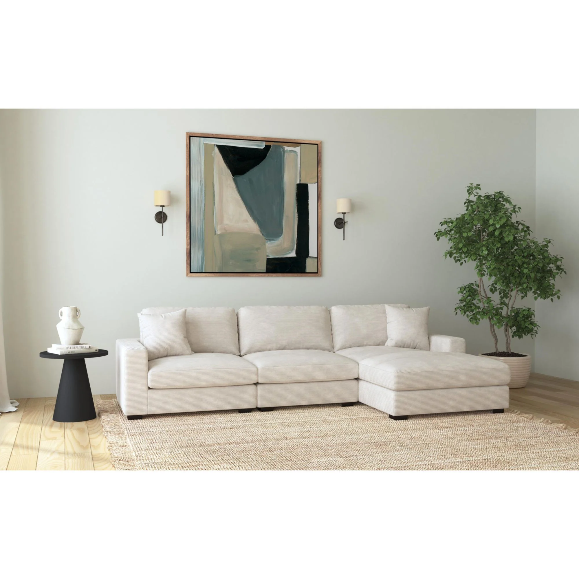 Arizona - Modular RHF Chaise With 1 Pillow 20" - Steno Beige - Image 3