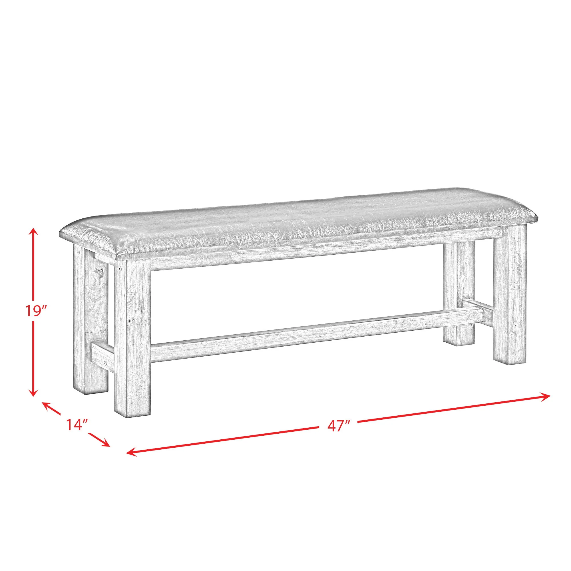 Nathan - Bench With PU Padded Seat - Gray Oak - Image 3