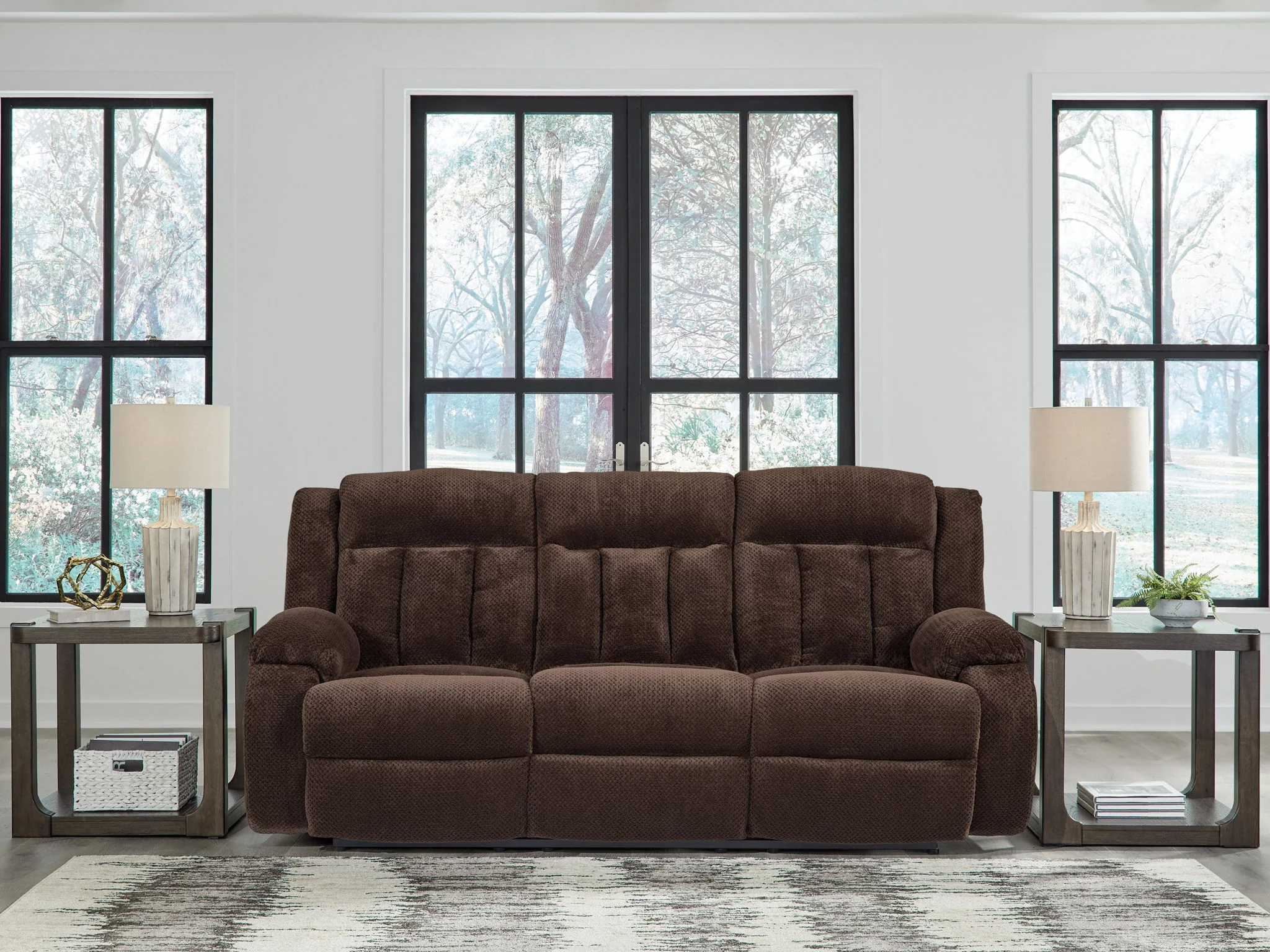 Free Wake - Reclining Power Sofa With Drop Down Table - Chocolate - Image 3