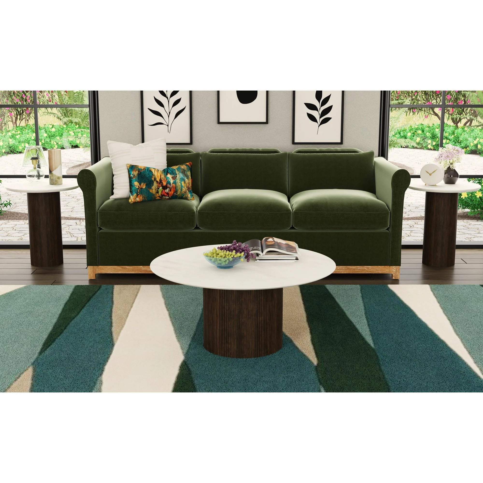 Sylvie - Round Table With White Faux Marble Top And Base - Image 2