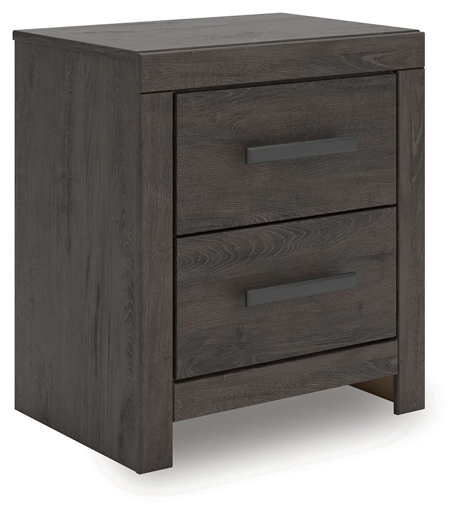 Prendonea - Two Drawer Night Stand - Charcoal - Image 1
