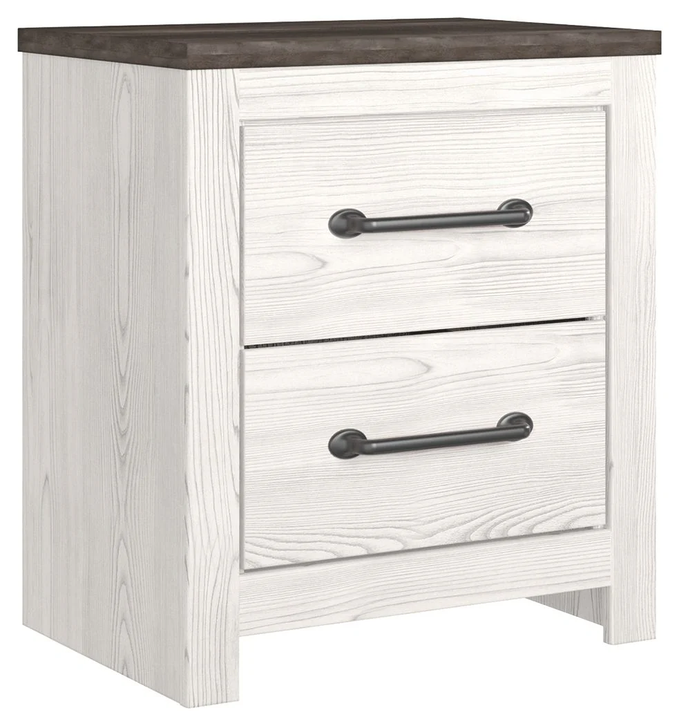Gerridan – Two Drawer Night Stand – White / Gray