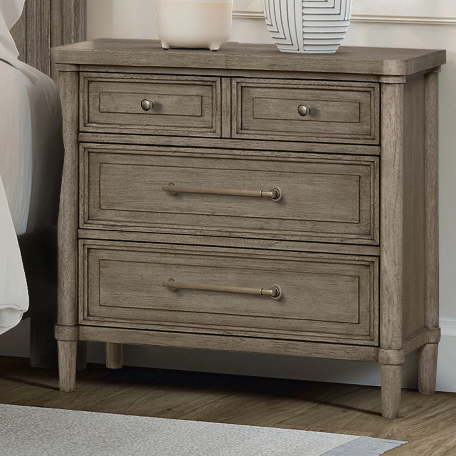 Rochelle Park – Nightstand With Charging Station – Smokey Taupe