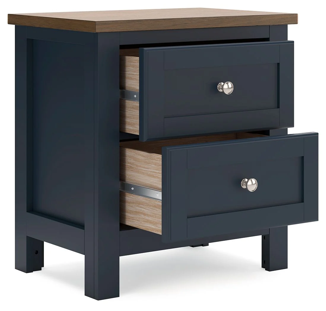 Landocken - Two Drawer Night Stand - Brown / Blue - Image 3