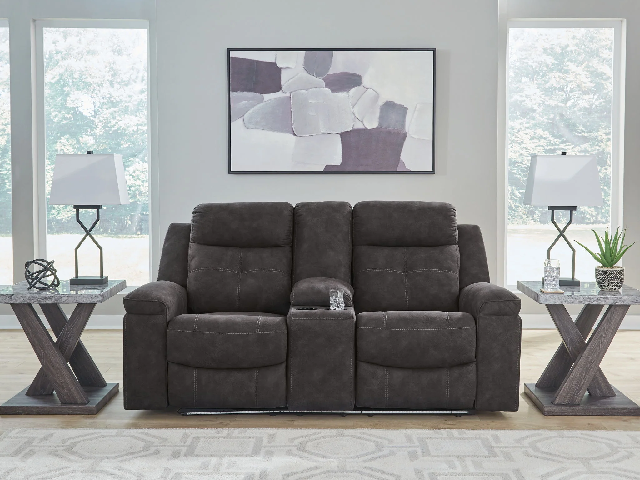 Brysonview - Double Reclining Loveseat With Console - Charcoal - Image 1