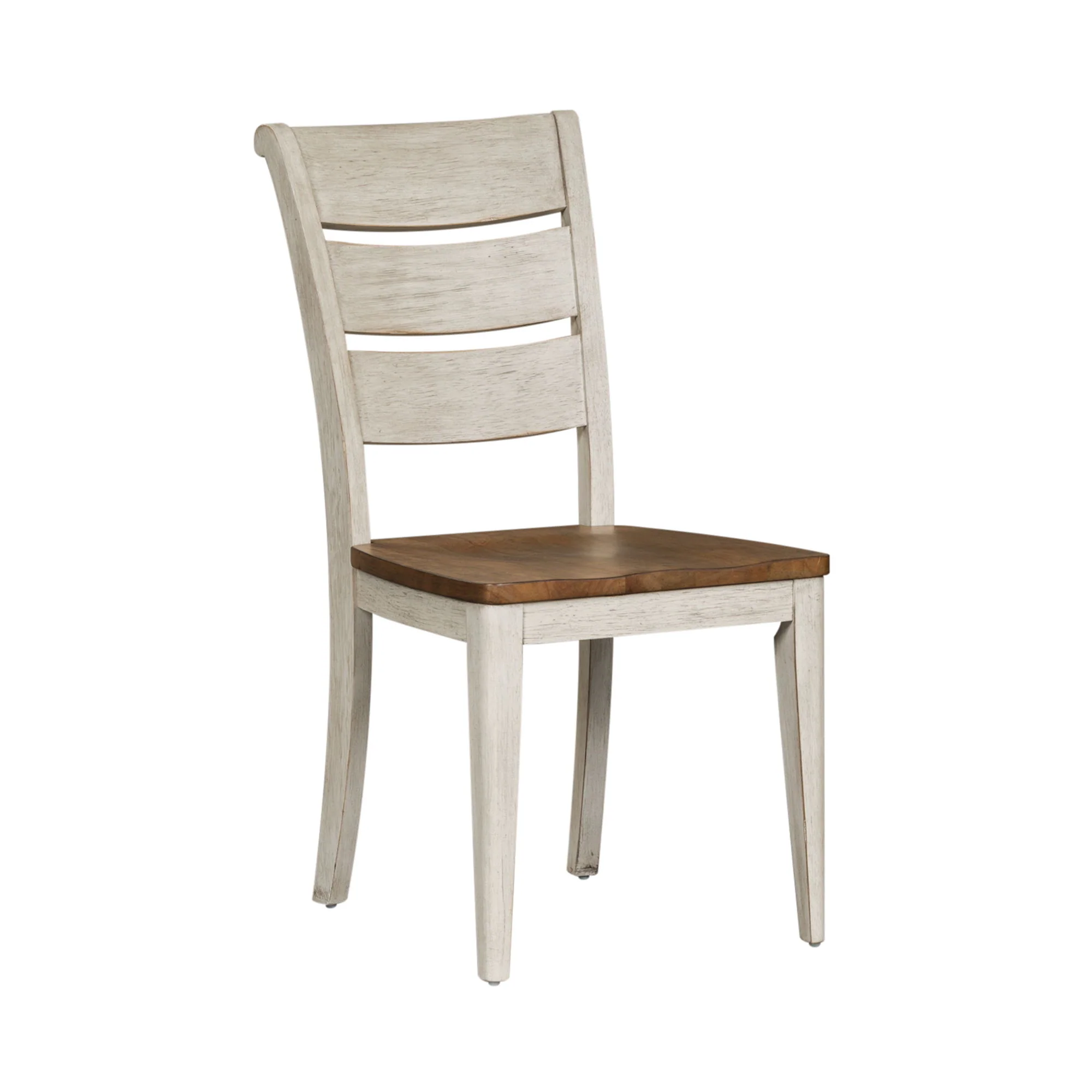 Farmhouse Reimagined - Ladder Back Side Chair - Antique White / Chestnut Tops - Image 1