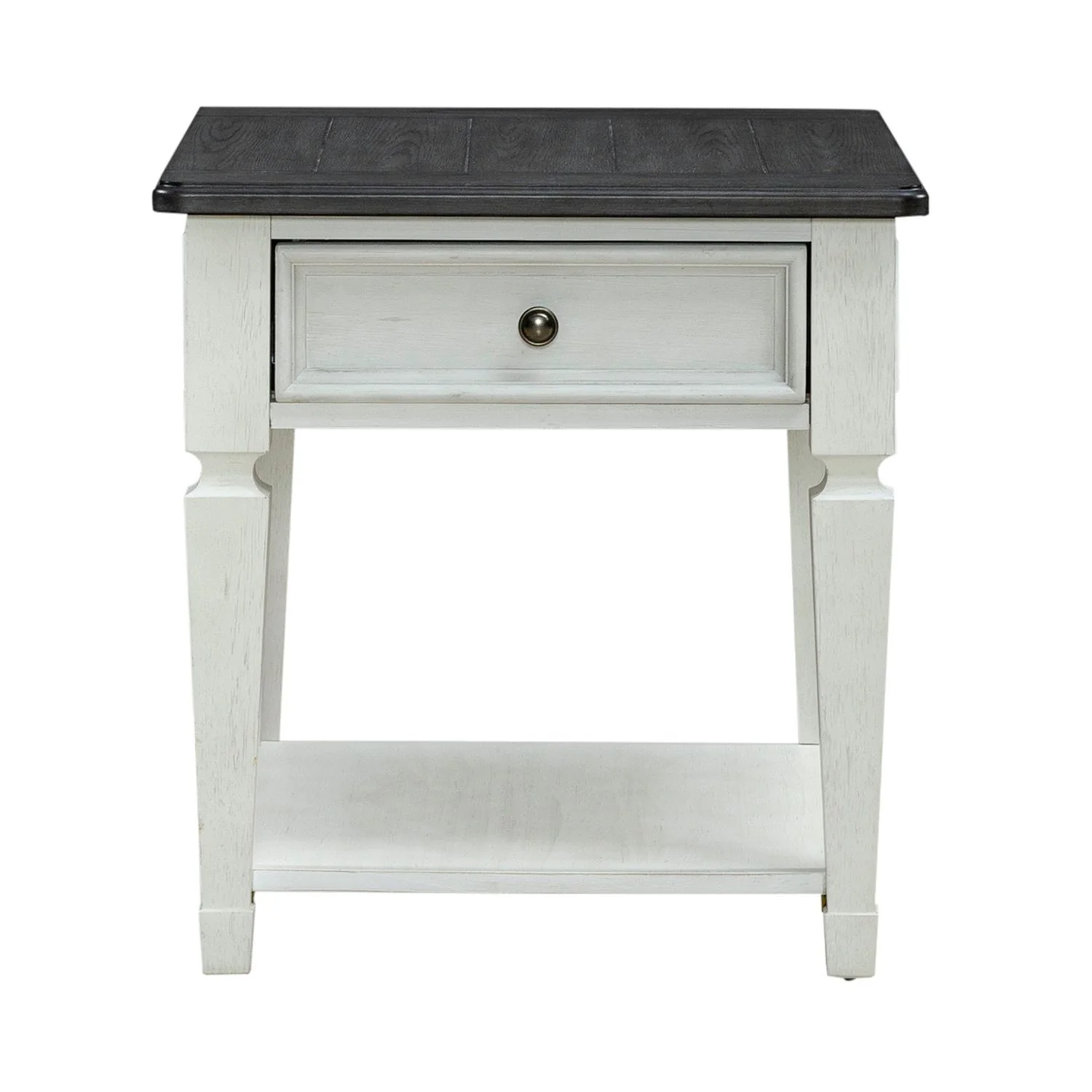 Allyson Park - Drawer End Table - Wirebrushed White / Charcoal - Image 3