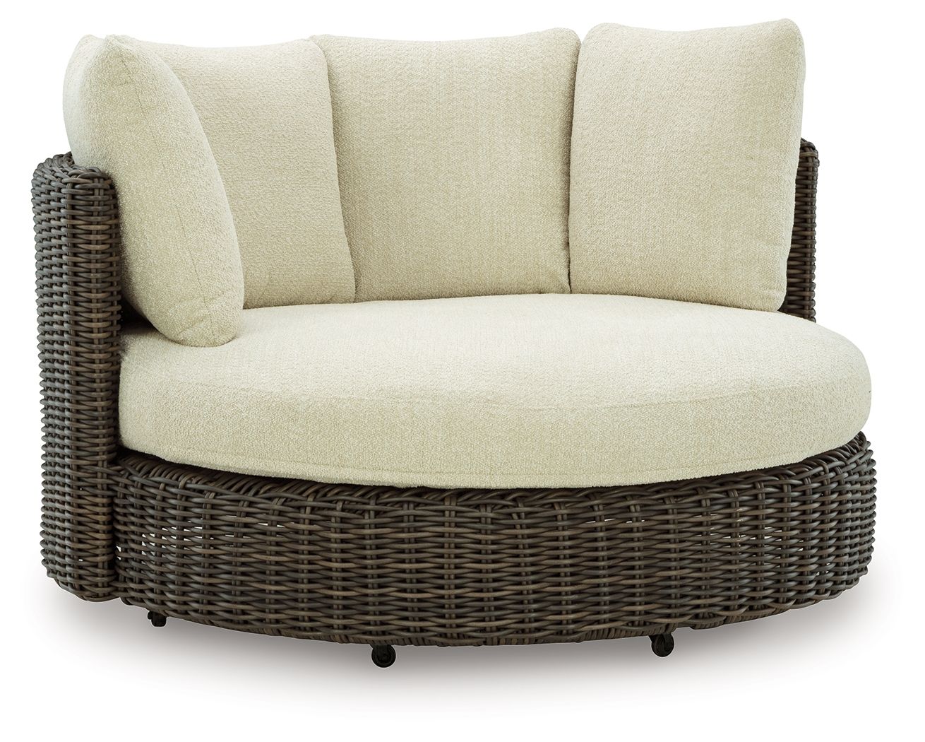 Kimora – Swivel Lounge Chair With Cushion – Beige / Dark Brown