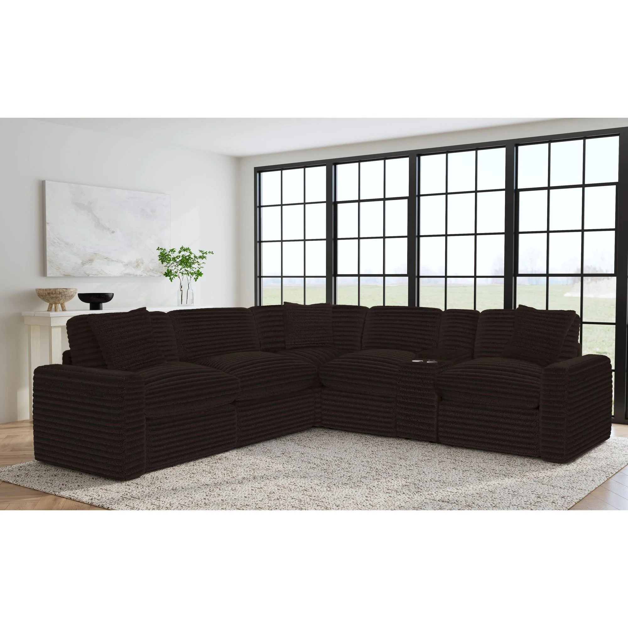 Corsicana - Sectional RHF Power Motion Recliner With 1 Pillow 22" - Masis Espresso - Image 3