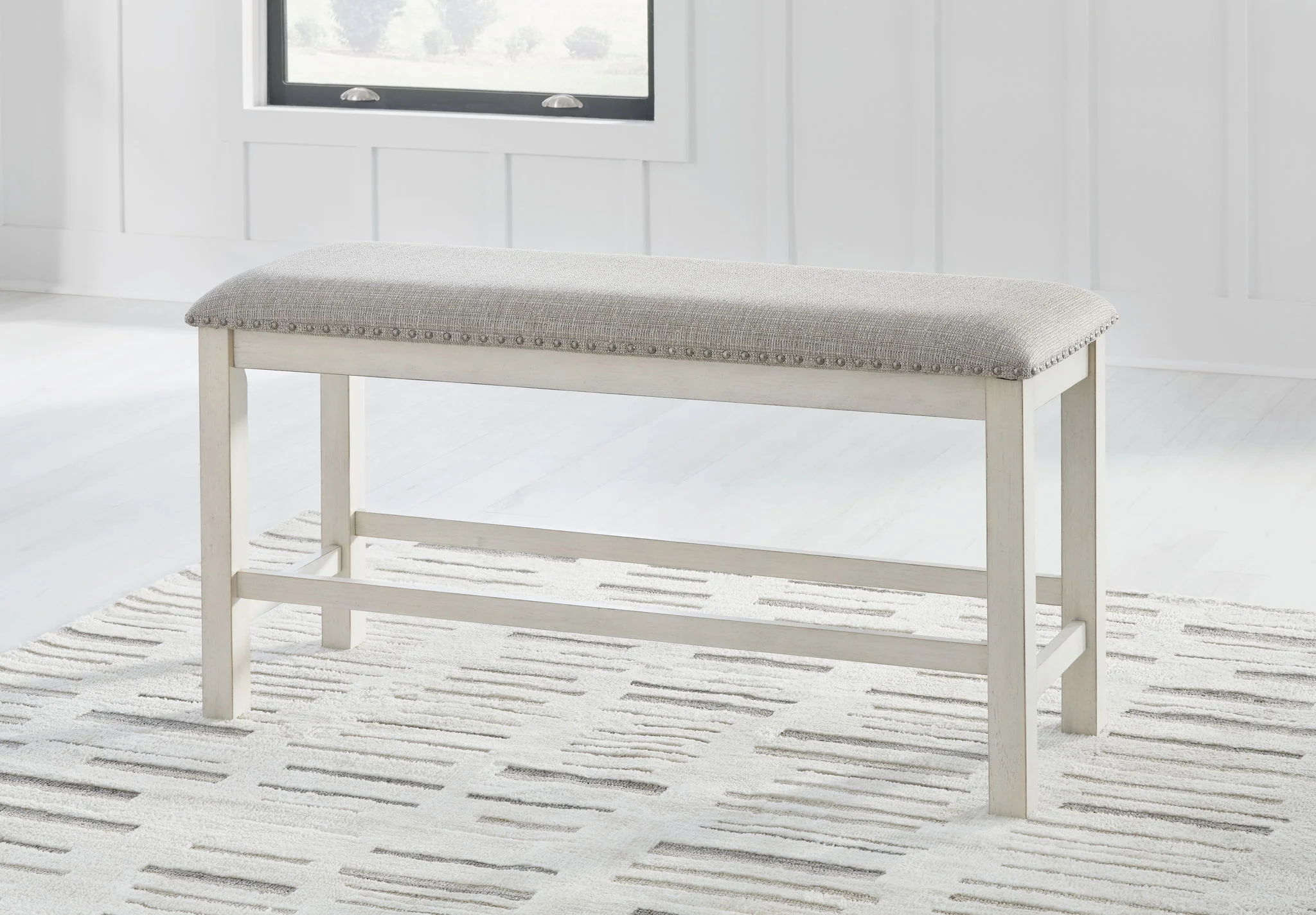 Robbinsdale - Dbl Counter Height Upholstered Dining Bench - Antique White - Image 2
