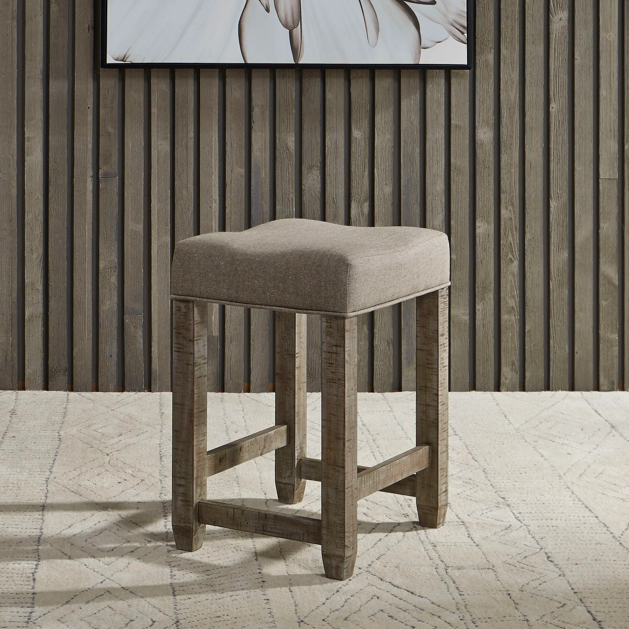 Parkland Falls - Upholstered Console Stool - Weathered Taupe - Image 1