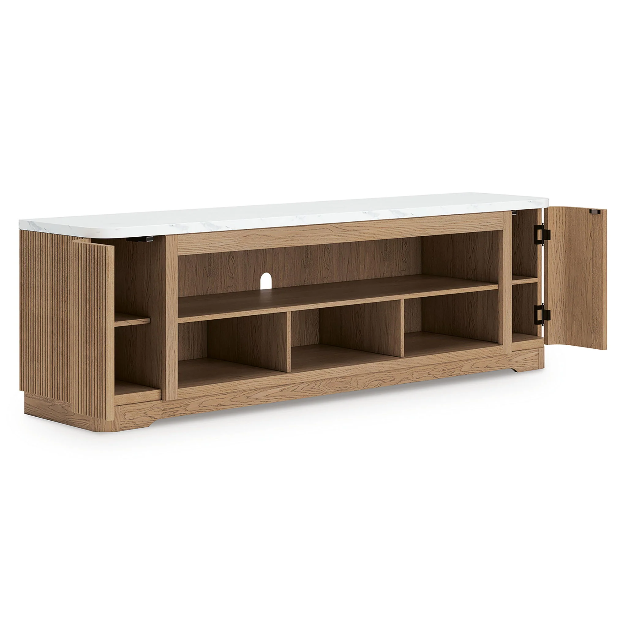 Camdill – XL TV Stand With Fireplace Option – Light Brown