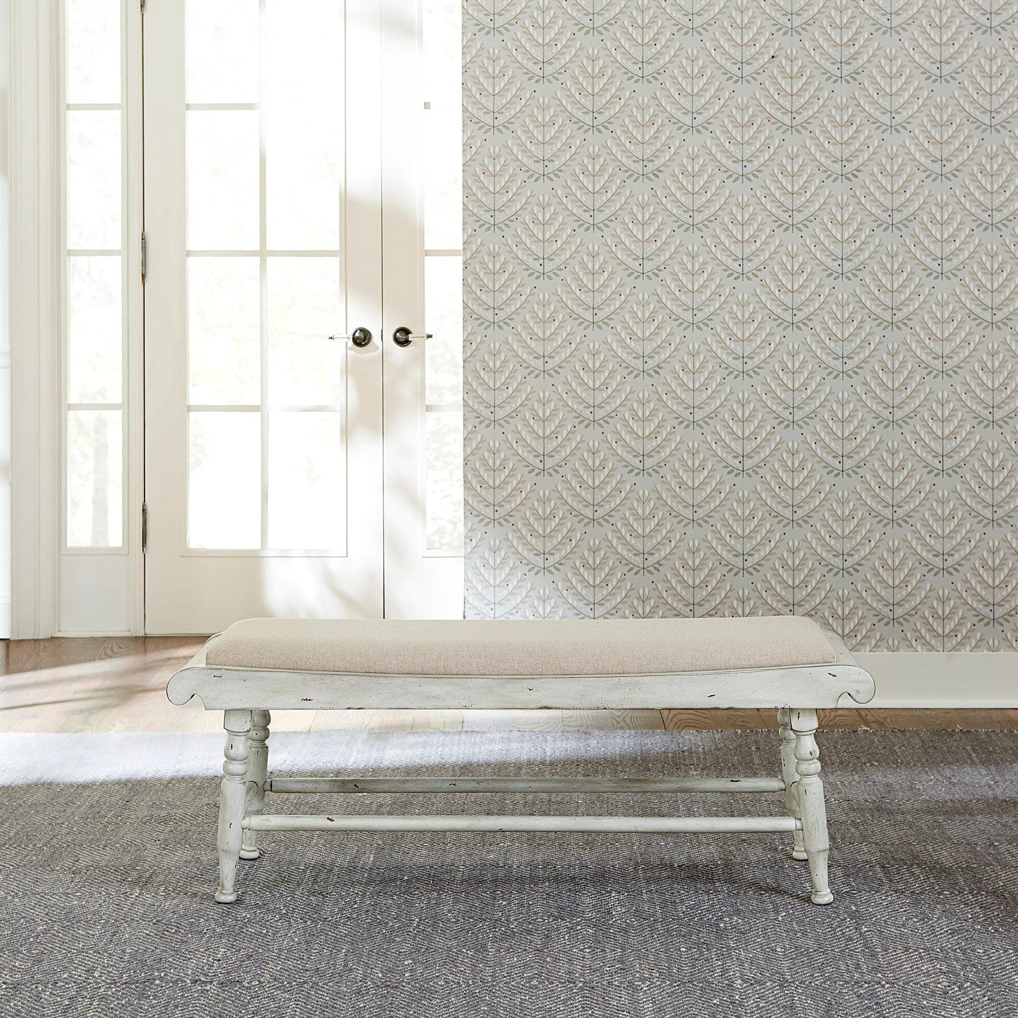 Whitney – Bench – Antique Linen / Weathered Gray