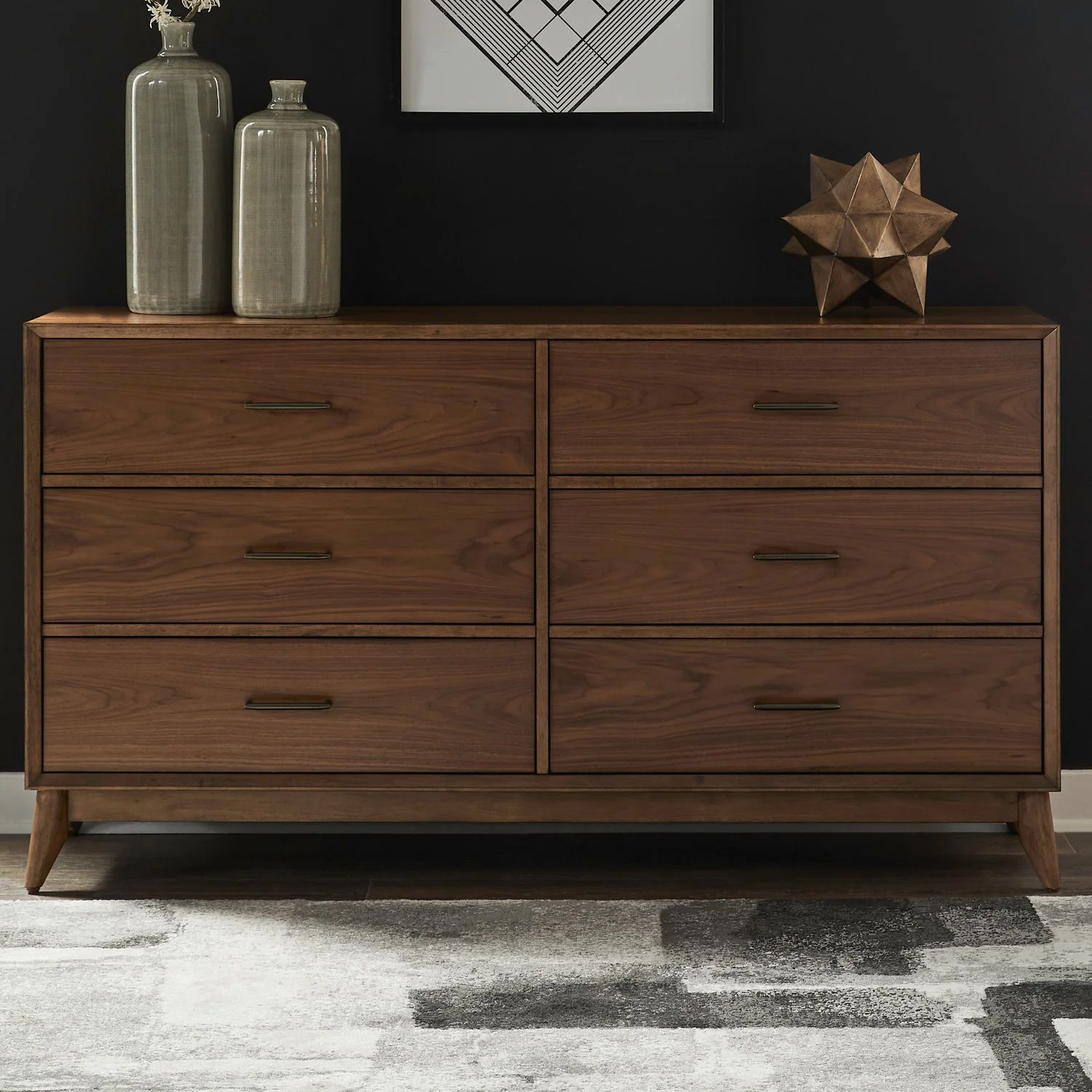 Century Modern - 6 Drawer Dresser - Walnut - Image 1