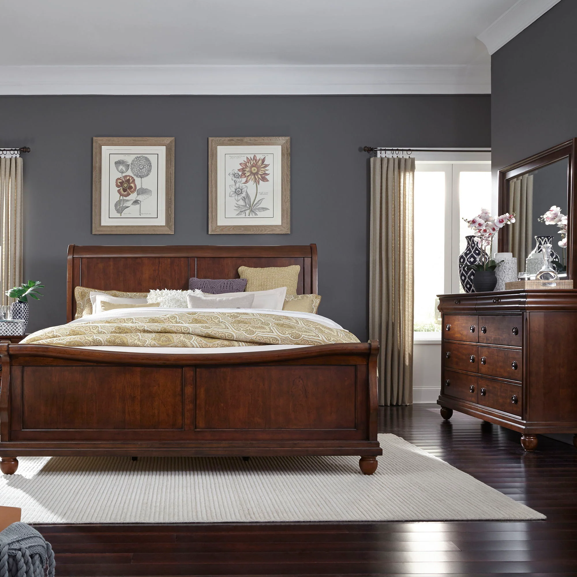 Rustic Traditions - Sleigh Bed, Dresser & Mirror - Image 1